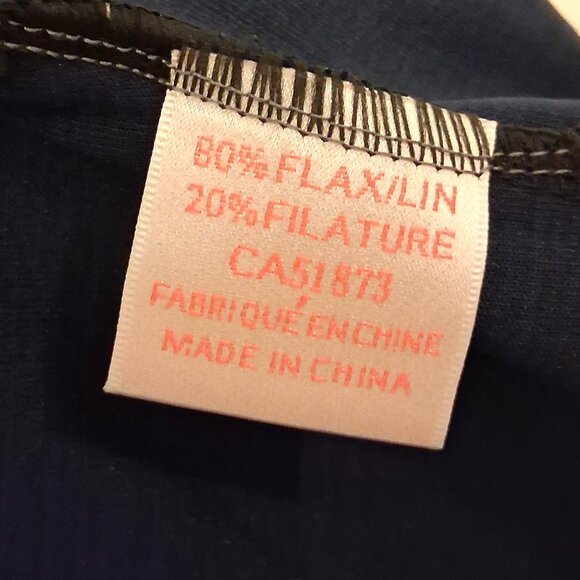 NWT Scoop Neck Navy Blue Embroidered Blouse Long Sleeve Women’s Top 12 - Picture 5 of 9